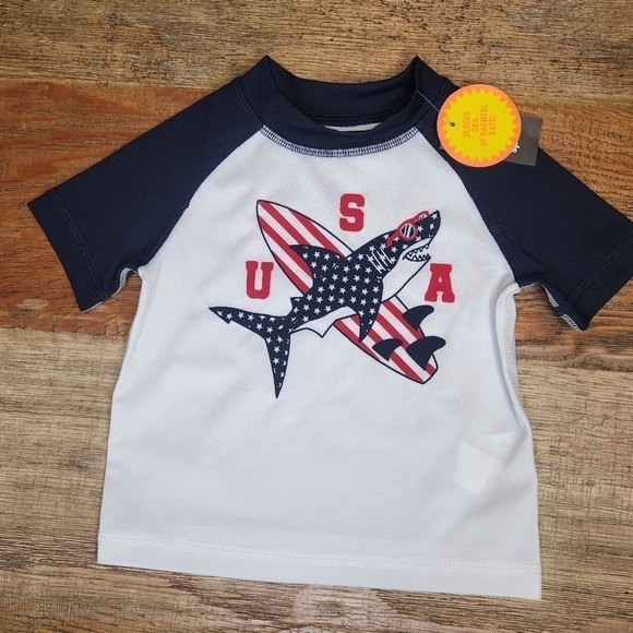 The Children's Place Toddler Boys Americana Short Raglan Sleeve 'USA' Shark Grap - Picture 1 of 5